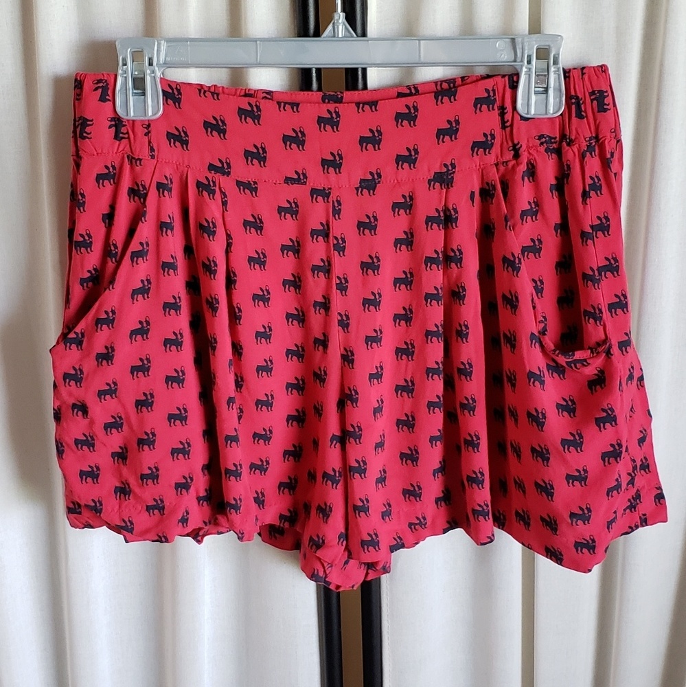 Keds size 7 loose red shorts w/ Pug dog pattern. - Picture 1 of 5